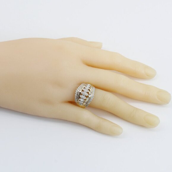 10k Yellow Gold Round & Baguette Diamond Cocktail / Anniversary Band Ring - Picture 7 of 7